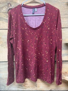 ibex Long Sleeve Scoop Neck Top - Burgundy